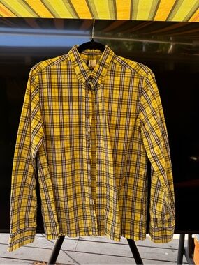 Ben Sherman Yellow and Black Plaid Button-Down Shirt